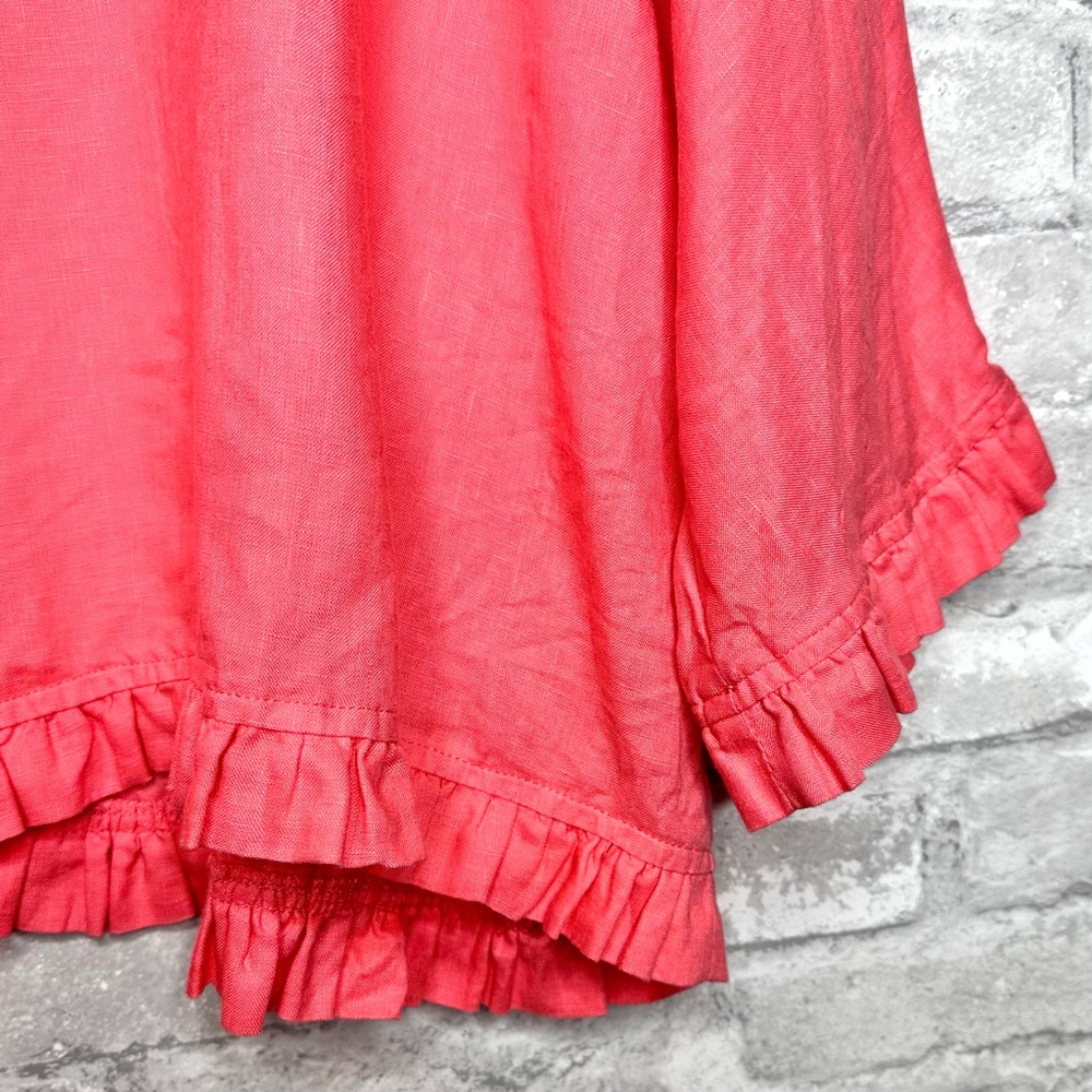 For Cynthia Coral Pink Ruffle Hem Blouse - Picture 6 of 11